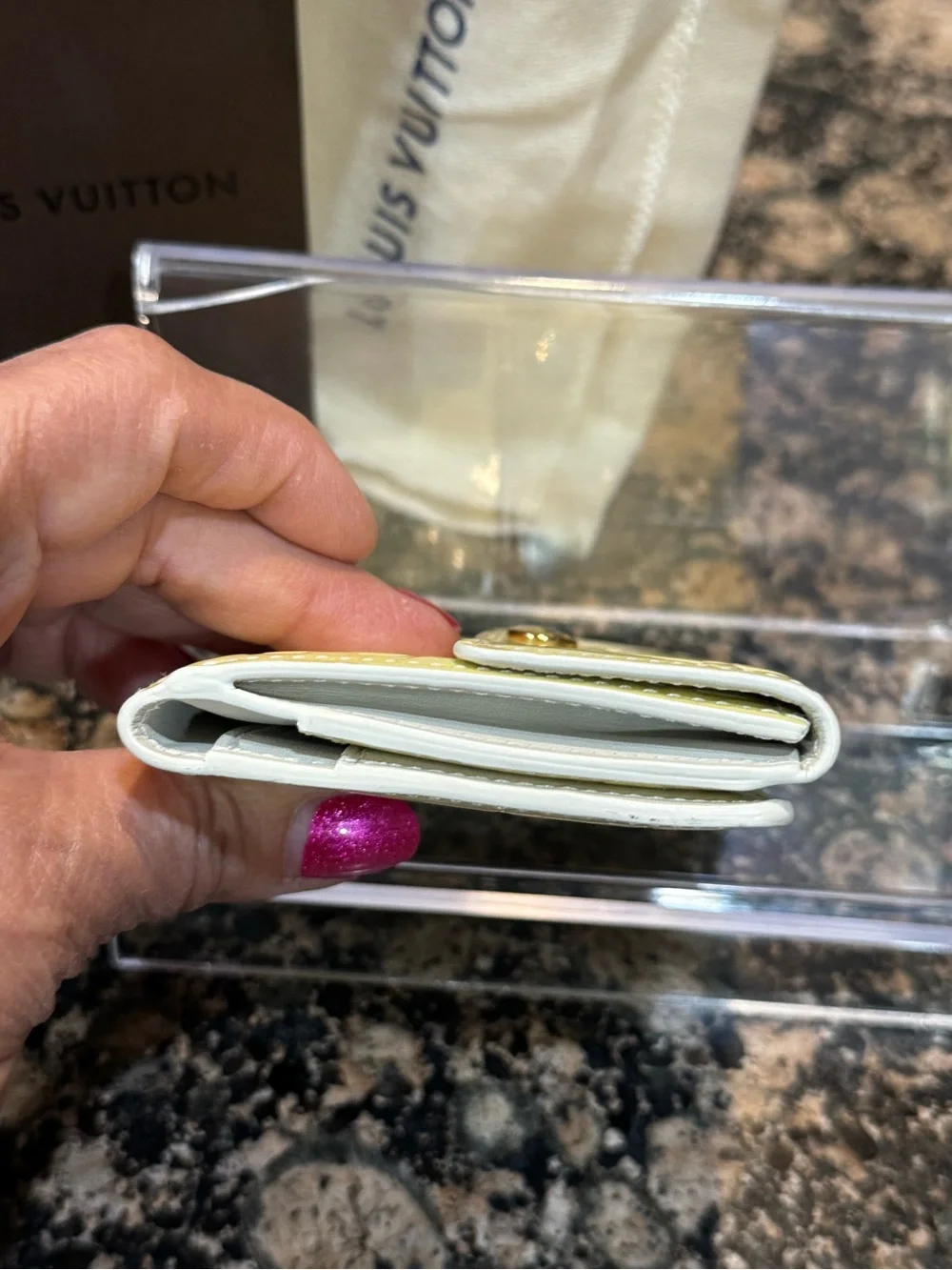 Louis Vuitton Pale Yellow Vernis Compact Flap Wallet